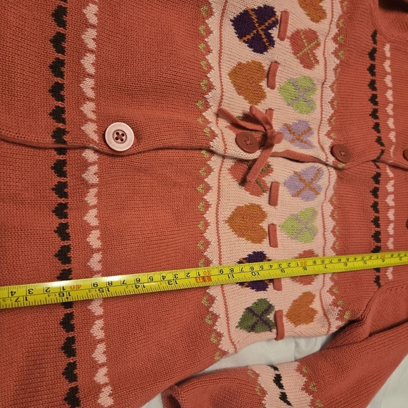 Vintage GYMBOREE Sweater Dress Girl Sz 4 Hearts Button Front Cotton Travel Gift - Picture 7 of 7